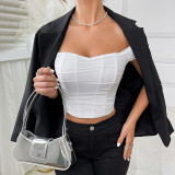 New Sexy Women Solid Backless Camisole Strap Shoulder Crop Top