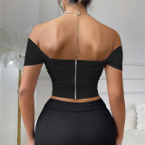 New Sexy Women Solid Backless Camisole Strap Shoulder Crop Top