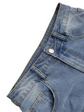 Women's Button Front Pocket Bow Decor Casual Denim Jeans