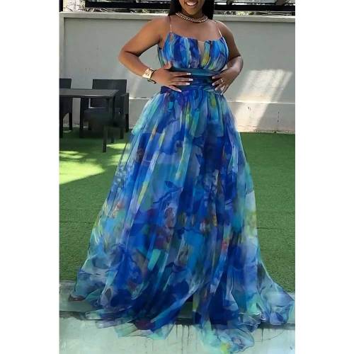 Mesh Colorblock Sleeveless Strapless Swing Dress