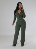 Elastic Twisted Long Sleeve Rompers & Trousers with Pockets