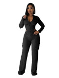 Elastic Twisted Long Sleeve Rompers & Trousers with Pockets