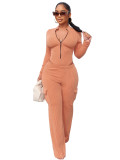 Elastic Twisted Long Sleeve Rompers & Trousers with Pockets