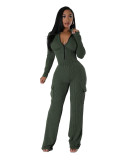 Elastic Twisted Long Sleeve Rompers & Trousers with Pockets
