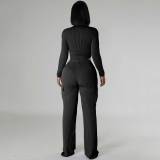 Elastic Twisted Long Sleeve Rompers & Trousers with Pockets