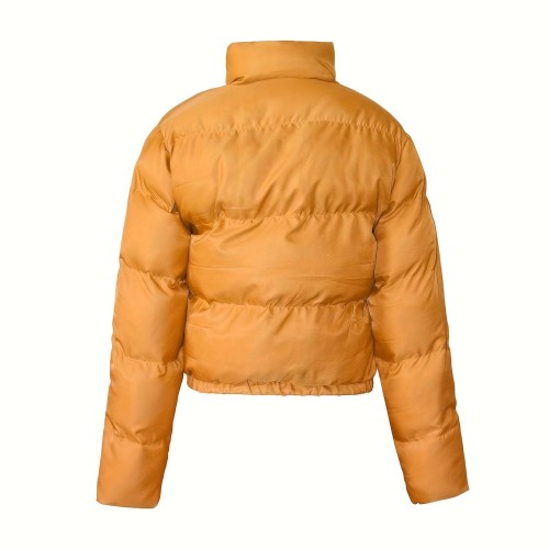 Women's Cropped Short Puffer Jacket Y2K Zipped Up Winter Bomber Coat