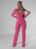 Elastic Twisted Long Sleeve Rompers & Trousers with Pockets