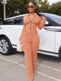 Elastic Twisted Long Sleeve Rompers & Trousers with Pockets