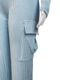 Elastic Twisted Long Sleeve Rompers & Trousers with Pockets