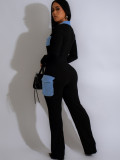 Solid Patchwork Front Zipper Lapel Jumpsuit with Pockets