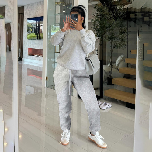Women's Long Sleeve O Neck And Jogger Pants Two Piece Set