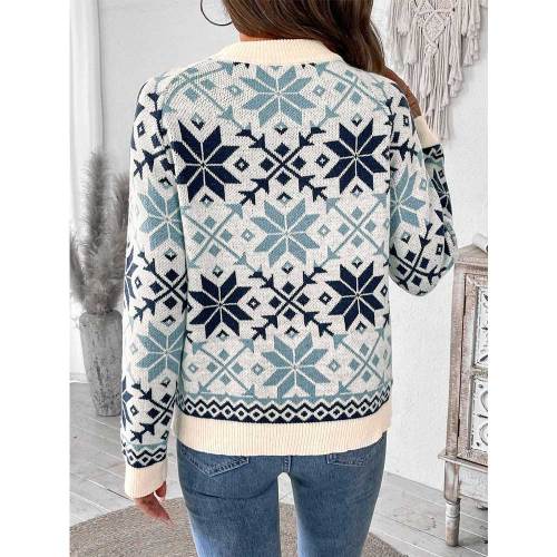Knitted Sweater 2024 Casual Women's Pullover Jacquard Sweaters