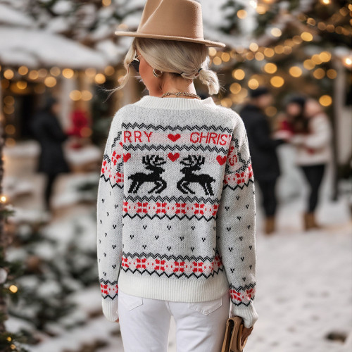 Christmas Sweaters Funny Xmas Tree Reindeer Pullover Long Sleeve Knit Sweater