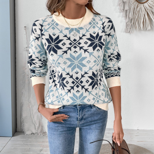 Knitted Sweater 2024 Casual Women's Pullover Jacquard Sweaters