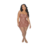 Sexy Nightclub Tube Top Mesh Stockings Two Piece