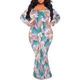 1 Piece Custom Casual Digital Printing Plus Size Maxi Dress