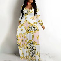 1 Piece Custom Casual Digital Printing V Neck Maxi Dress
