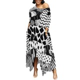 1 Piece Custom Casual Digital Printing Irregular Maxi Dress