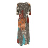 1 Piece Custom Casual Digital Printing Irregular Maxi Dress