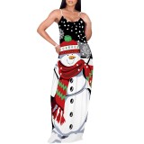 1 Piece Custom Casual Digital Printing V Neck Straps Maxi Dress