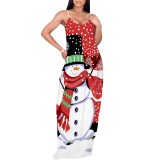 1 Piece Custom Casual Digital Printing V Neck Straps Maxi Dress