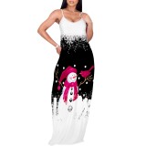 1 Piece Custom Casual Digital Printing V Neck Straps Maxi Dress