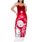 1 Piece Custom Casual Digital Printing V Neck Straps Maxi Dress