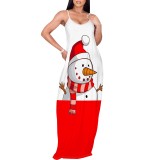 1 Piece Custom Casual Digital Printing V Neck Straps Maxi Dress