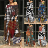 1 Piece Custom Casual Digital Printing Irregular Maxi Dress