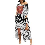 1 Piece Custom Casual Digital Printing Irregular Maxi Dress