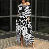1 Piece Custom Casual Digital Printing Irregular Maxi Dress