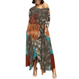 1 Piece Custom Casual Digital Printing Irregular Maxi Dress