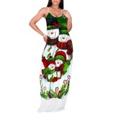 1 Piece Custom Casual Digital Printing V Neck Straps Maxi Dress