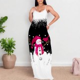 1 Piece Custom Casual Digital Printing V Neck Straps Maxi Dress
