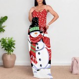 1 Piece Custom Casual Digital Printing V Neck Straps Maxi Dress