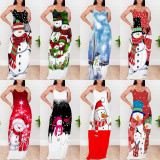 1 Piece Custom Casual Digital Printing V Neck Straps Maxi Dress
