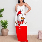 1 Piece Custom Casual Digital Printing V Neck Straps Maxi Dress