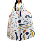 1 Piece Custom Casual Digital Printing Scoop Neck Maxi Dress