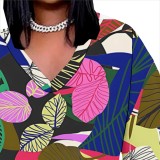 1 Piece Custom Casual Digital Printing V Neck Plus Size Long Dress