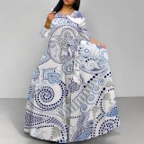 1 Piece Custom Casual Digital Printing Scoop Neck Maxi Dress