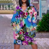 1 Piece Custom Casual Digital Printing V Neck Plus Size Midi Dress
