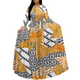 1 Piece Custom Casual Digital Printing Scoop Neck Maxi Dress