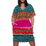 1 Piece Custom Casual Digital Printing V Neck Plus Size Midi Dress