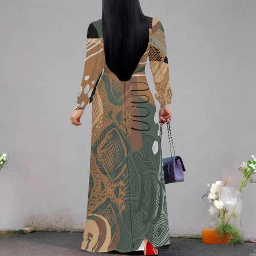 1 Piece Custom Casual Digital Printing V Neck Maxi Dress