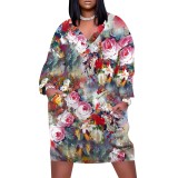 1 Piece Custom Casual Digital Printing V Neck Plus Size Midi Dress