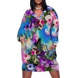 1 Piece Custom Casual Digital Printing V Neck Plus Size Midi Dress
