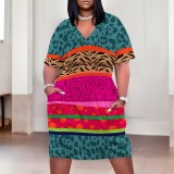 1 Piece Custom Casual Digital Printing V Neck Plus Size Midi Dress