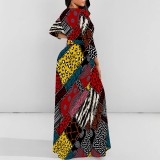 1 Piece Custom Casual Digital Printing Scoop Neck Maxi Dress