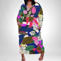 1 Piece Custom Casual Digital Printing V Neck Plus Size Long Dress
