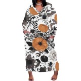 1 Piece Custom Casual Digital Printing V Neck Plus Size Long Dress